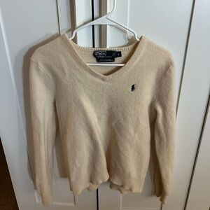 Polo by Ralph Lauren Women's Beige V-Neck Sweater